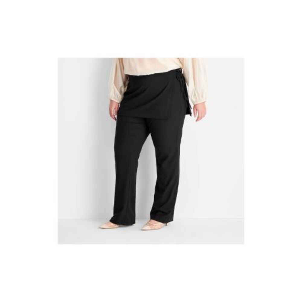 Women's Mid-Rise Straight Leg Two-Fer Tailored Pants Future Collective Black 16